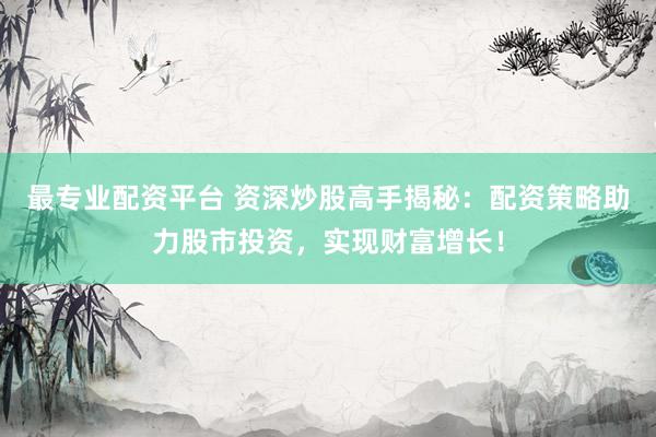 最专业配资平台 资深炒股高手揭秘：配资策略助力股市投资，实现财富增长！