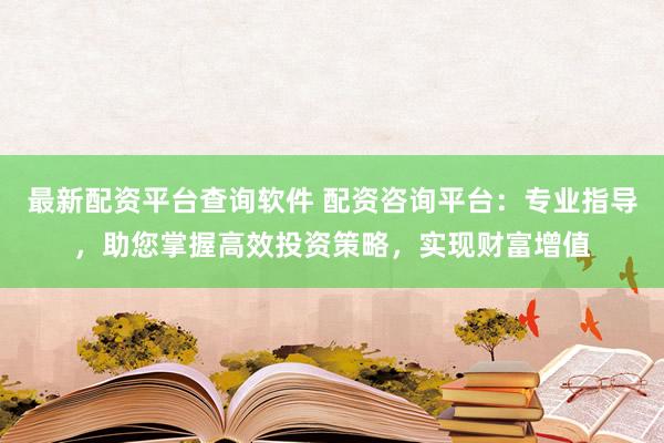 最新配资平台查询软件 配资咨询平台：专业指导，助您掌握高效投资策略，实现财富增值